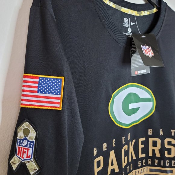 NWT Green Bay Packers NFL Salute To Service Long Sleeve Mens Black Shirt Size L - Picture 5 of 12